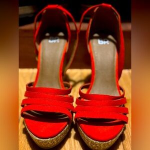 BP espadrille style Red strappy open toe wedges